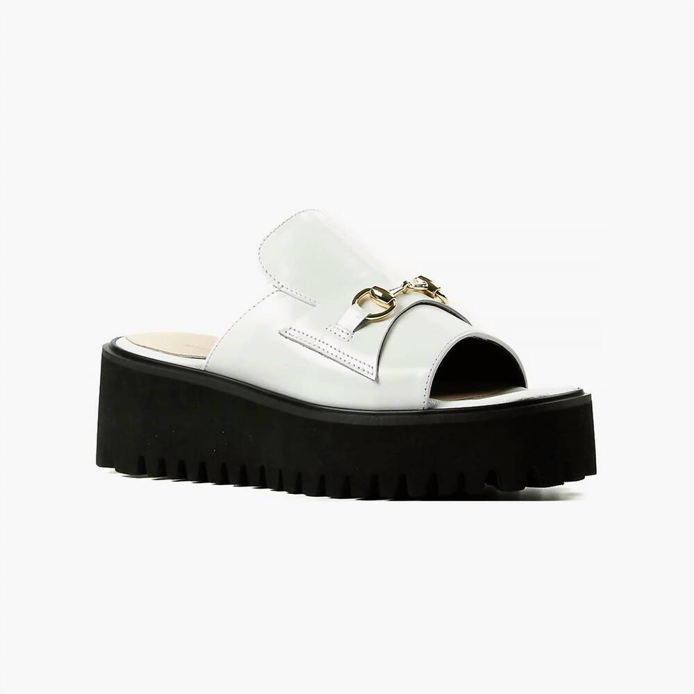 NEW ALL BLACK women's link flatform sandal in white